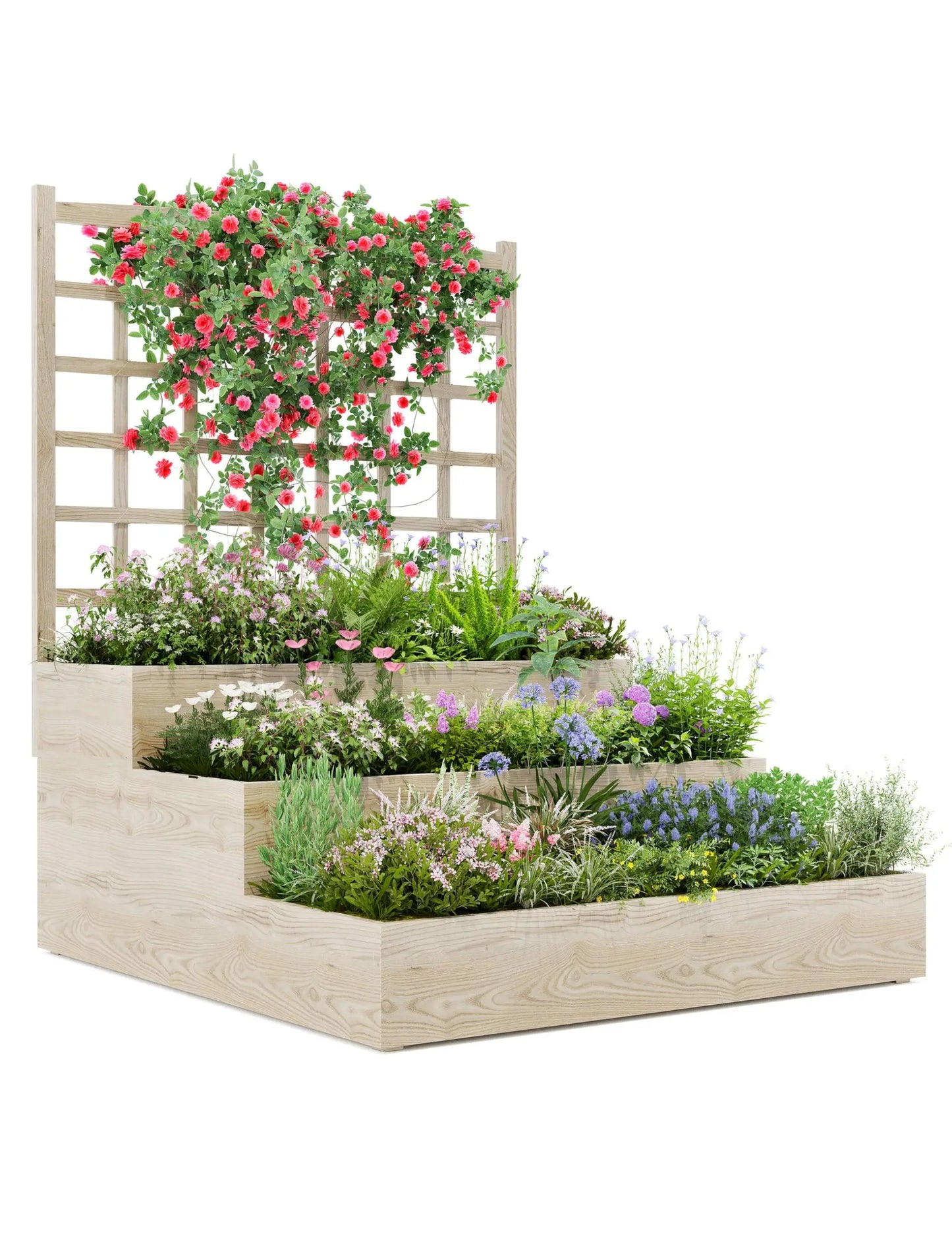 HiMISS 3-Tier Elevated Garden Bed with Trellis
