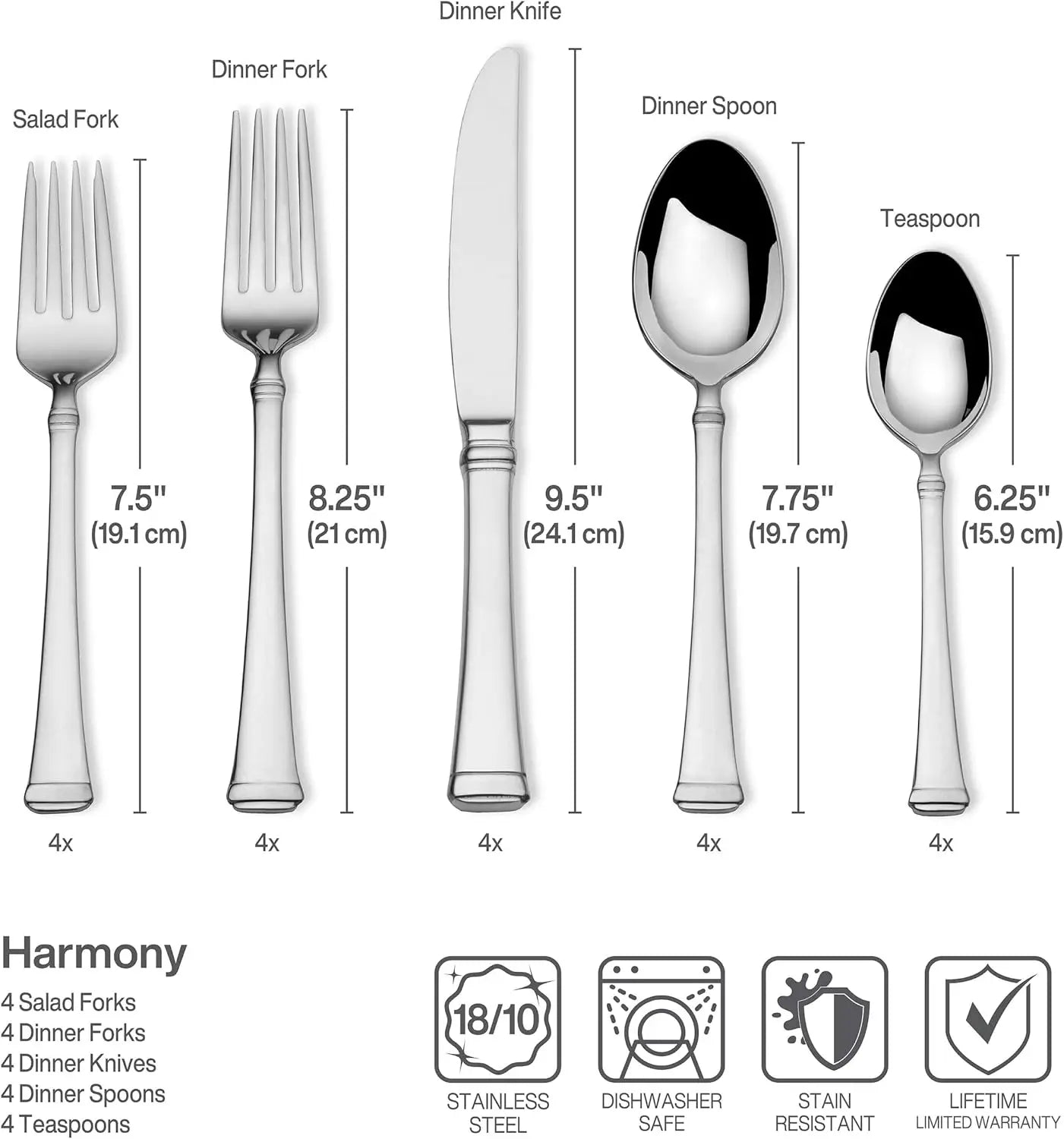 Stainless Steel Flatware Set With Flared Handles Dishwasher Safe