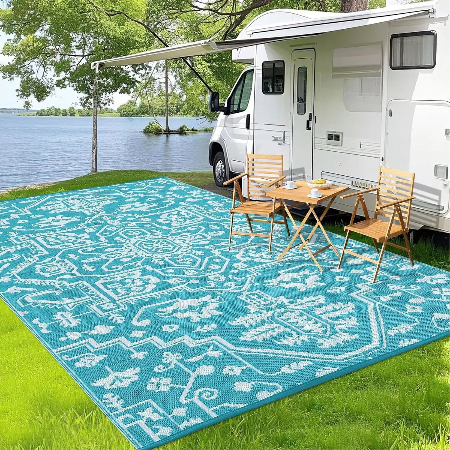 TWISTER.CK Waterproof Outdoor Rug Stain-Resistant Patio Mat