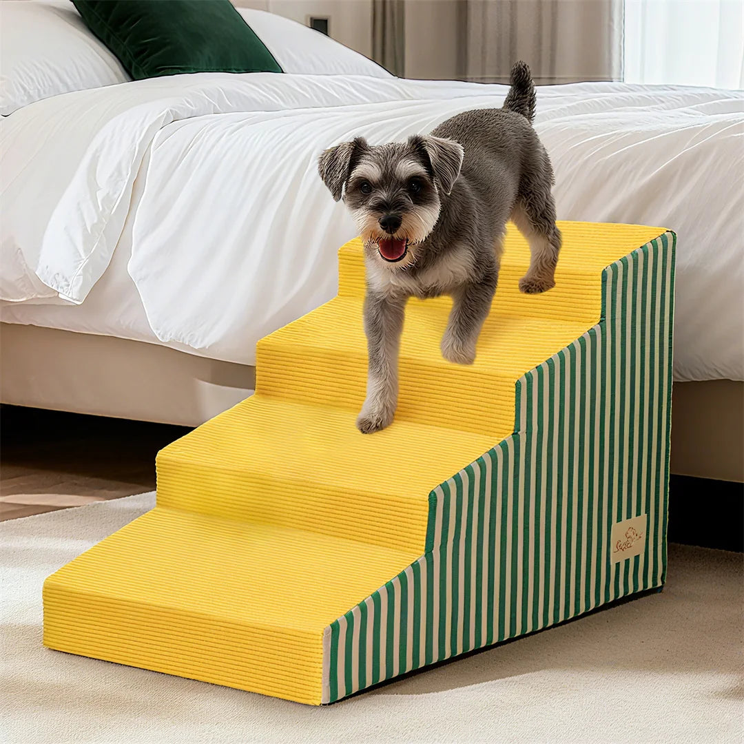 Pet Stairs For Dogs With Non Slip Foam Ramp For Easy Access