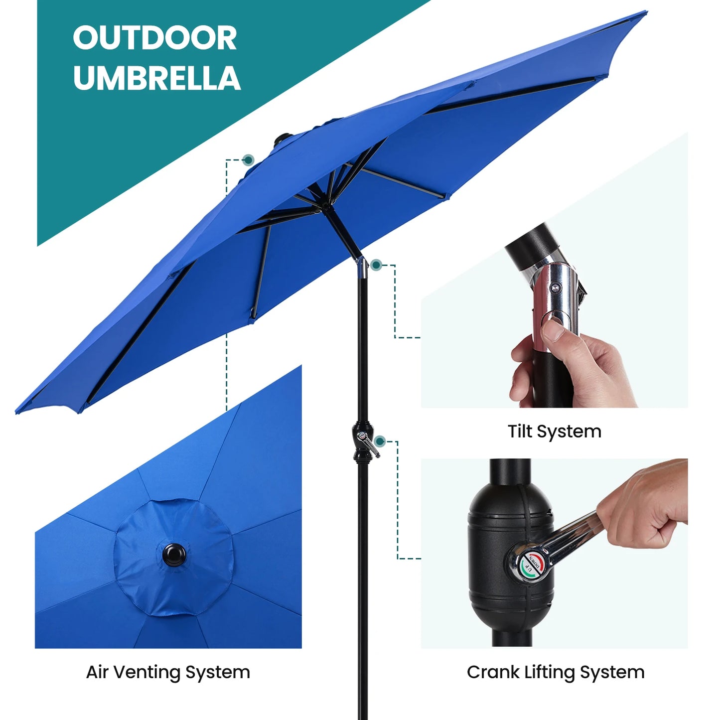 JHK Outdoor Patio Sunshade UV Protection Waterproof Umbrella For Backyard