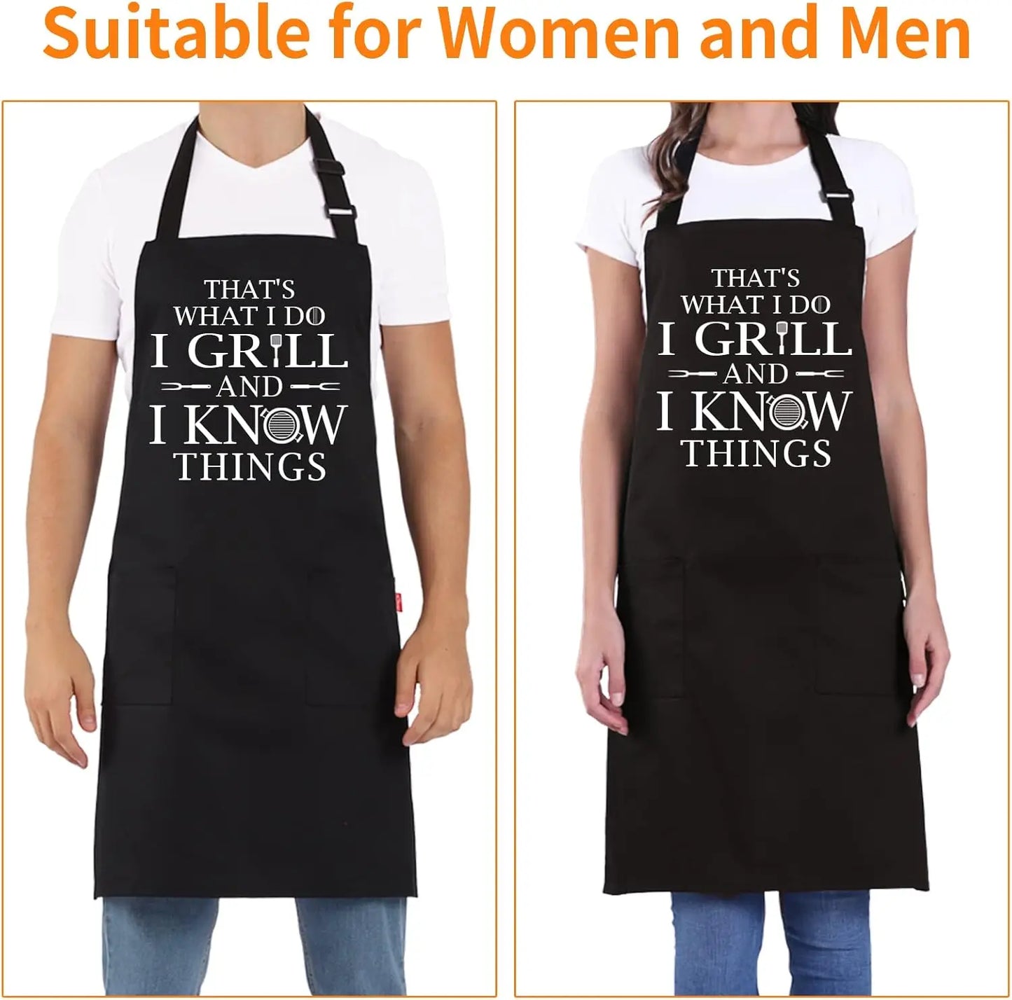 Funny BBQ Apron for Men with Pockets and Adjustable Straps