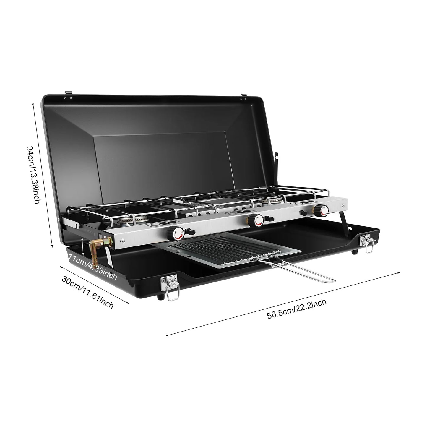 Portable 3-Burner Camping Stove For Propane Or Butane Gas