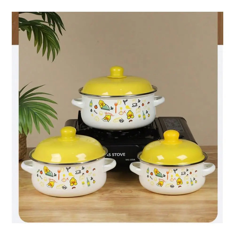 Exquisite 3-Piece Enamel Cookware Set Multifunctional Pots