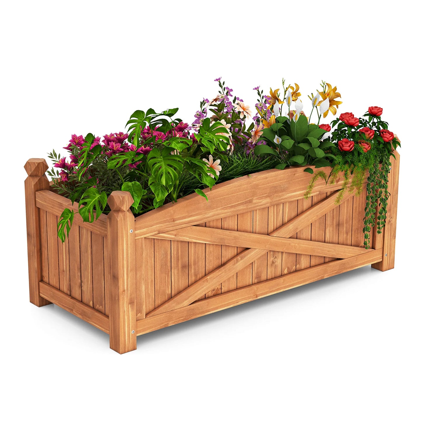 LIFEZEAL Wooden Raised Garden Bed With Drainage Holes