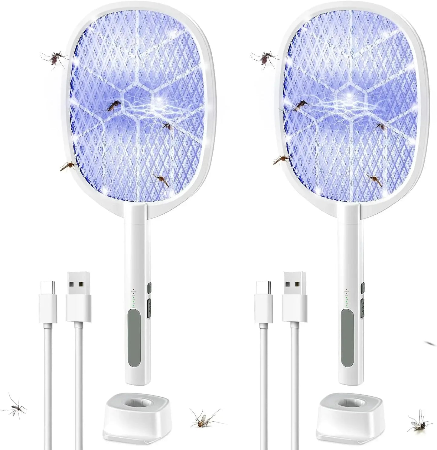 Electric Fly Swatter 2 In 1 Mosquito Zapper Racket