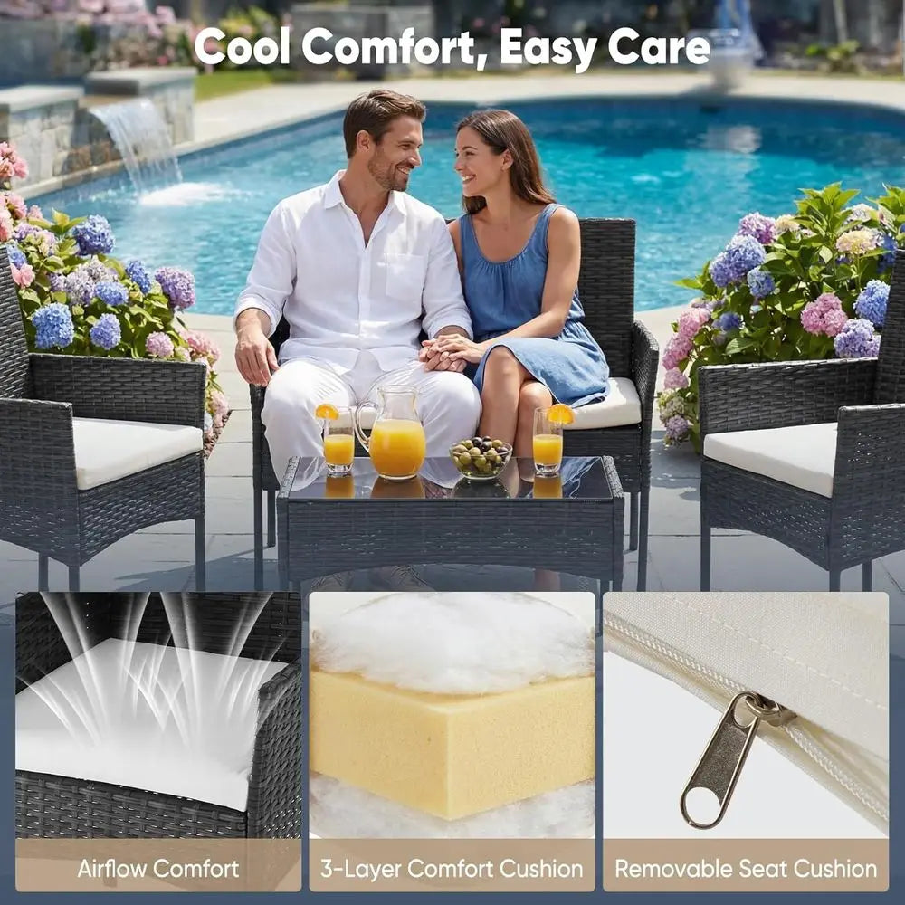 All-Weather Outdoor Wicker Patio Furniture Set With Removable Cushions
