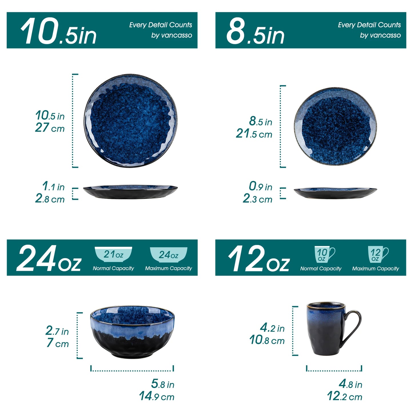 MALACASA Dinnerware Set 16/32/48-Piece Service For 4/8/12