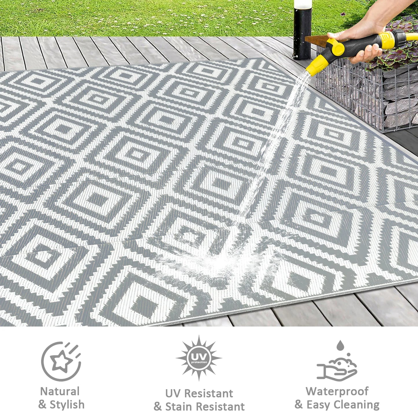 Outdoor Reversible Plastic Straw Rug For Patio And RV