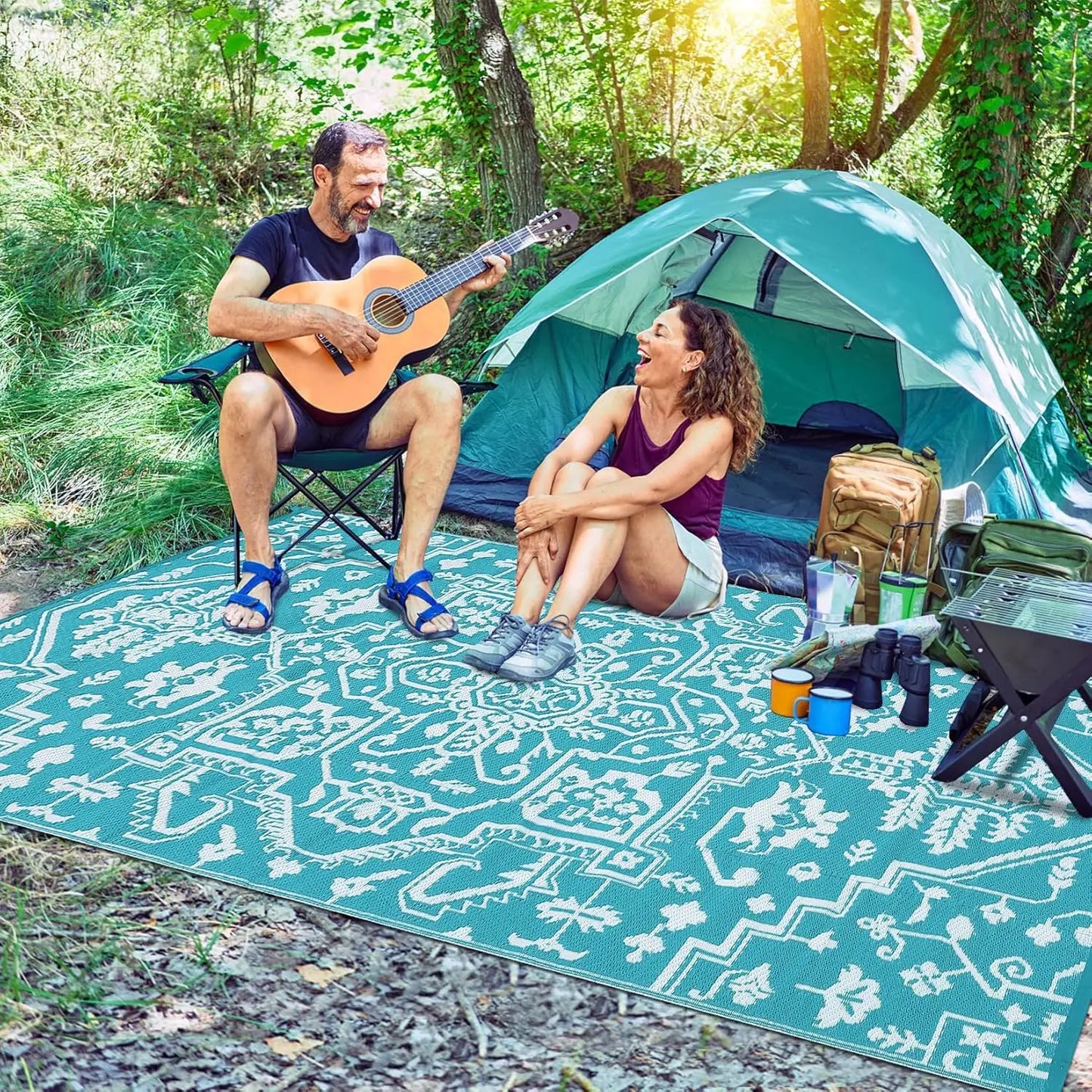 TWISTER.CK Waterproof Outdoor Rug Stain-Resistant Patio Mat