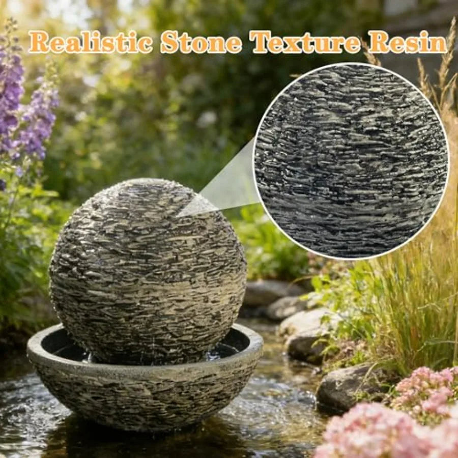 Outdoor Resin Stone Sphere Water Fountain With Pump For Patio