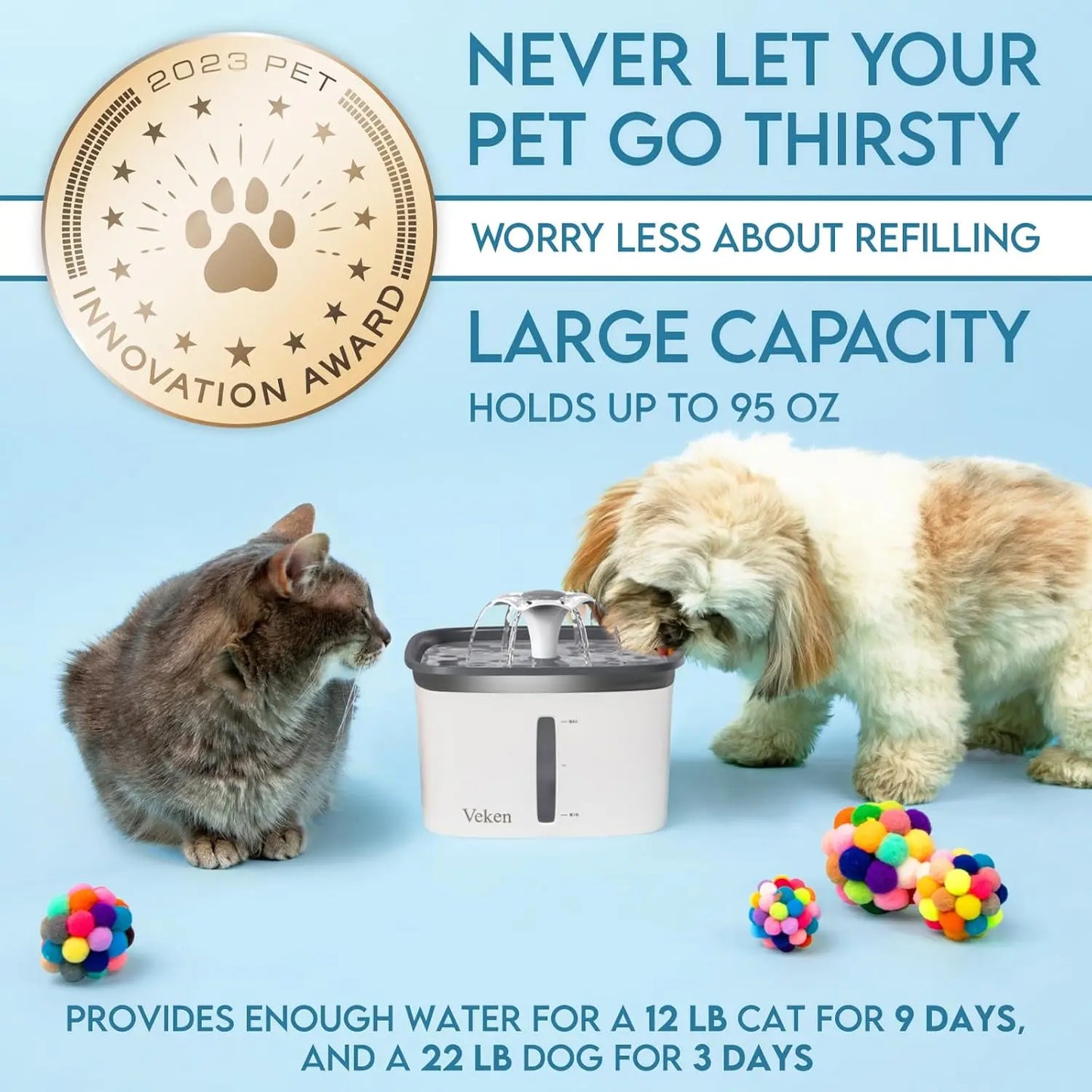 Award Winning Pet Fountain Automatic Water Dispenser With Replacement Filters