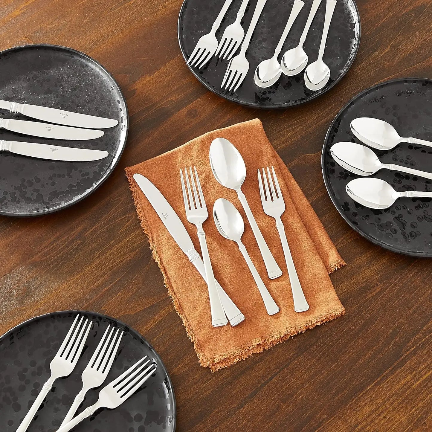 Stainless Steel Flatware Set With Flared Handles Dishwasher Safe