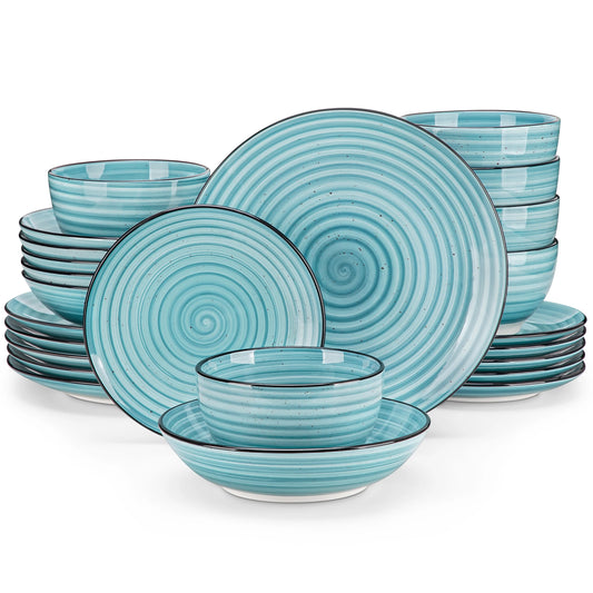Malacasa 24/48 Piece Ceramic Dinnerware Set Handpainted Spiral