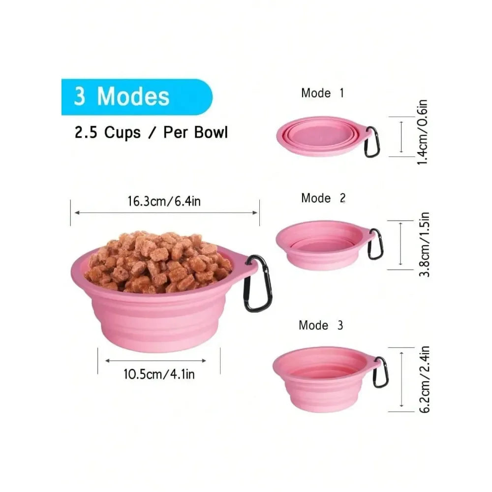 Collapsible Silicone Dog Bowls, Dishwasher Safe, Portable Travel Bowls