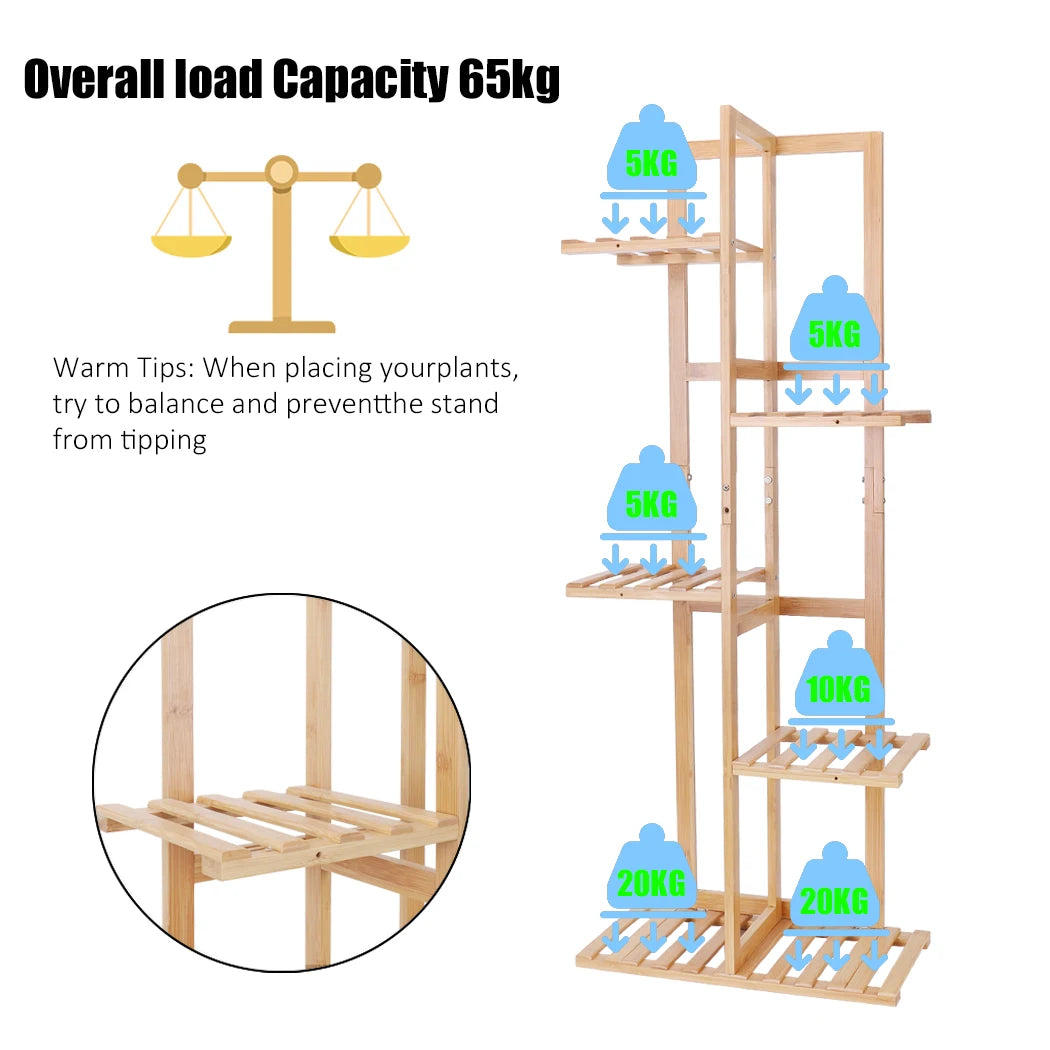Bamboo Multi Tier Plant Stand Vertical Corner Shelf For Indoor Outdoor Use