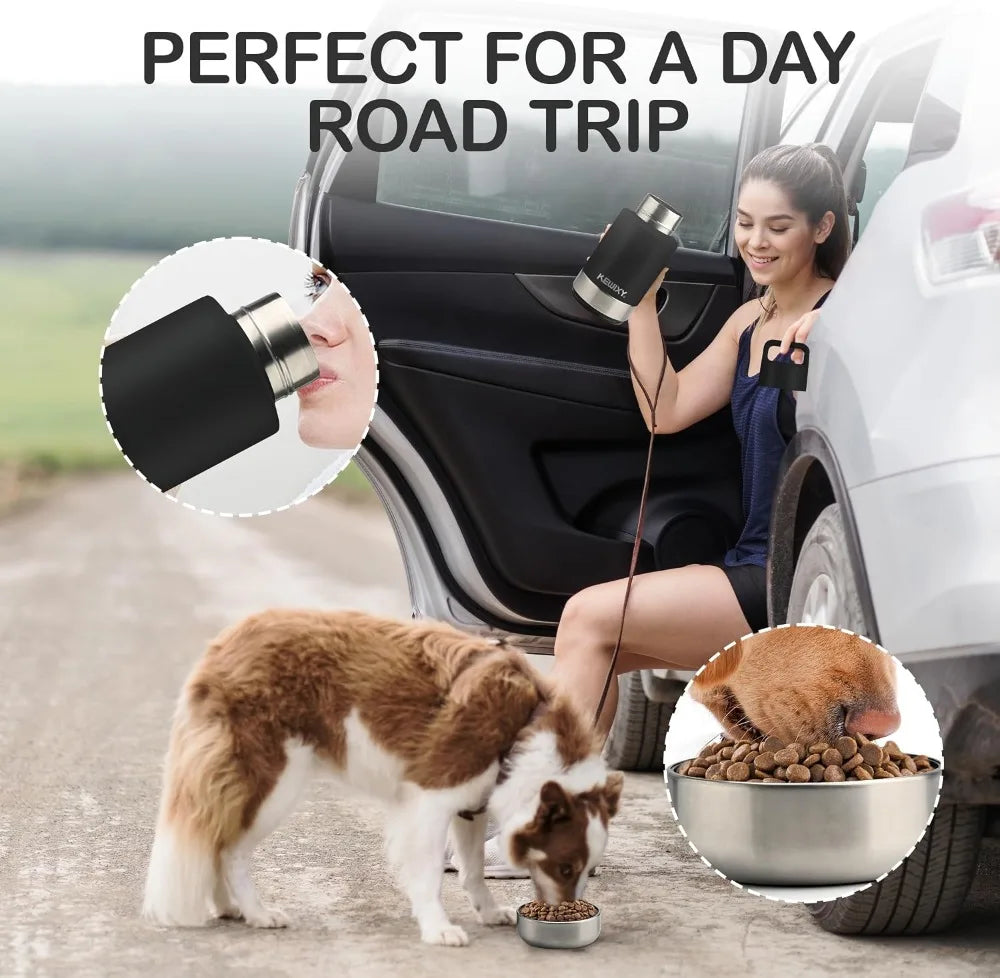 3-In-1 Insulated Dog Water Bottle With Detachable Bowls