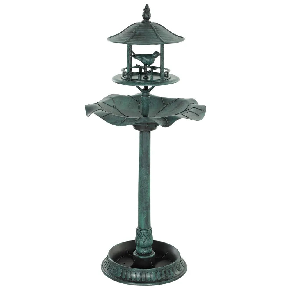Outdoor Pedestal Bird Bath Garden Decor Feeder Planter Resin Freestanding