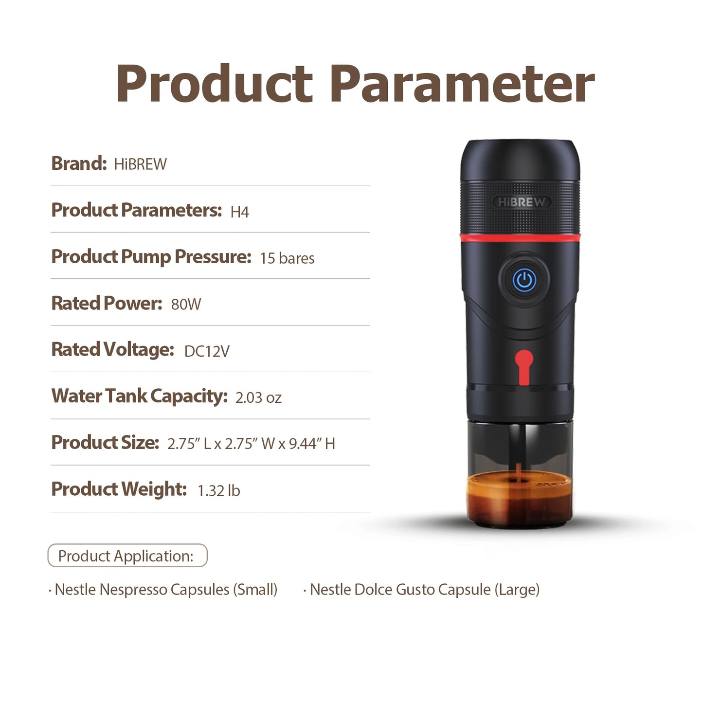 HiBREW Portable Espresso Maker For Car And Home 12V