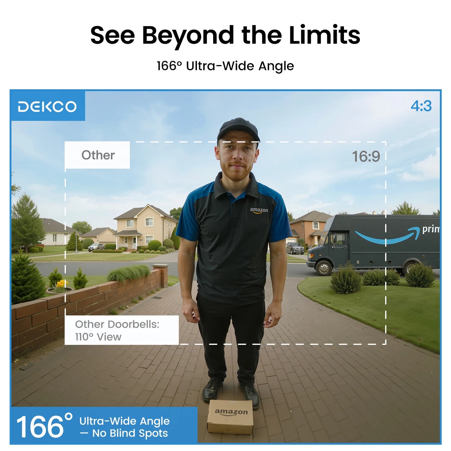 Dekco 3MP WiFi Doorbell Battery Wireless Intercom AI Detection Alexa