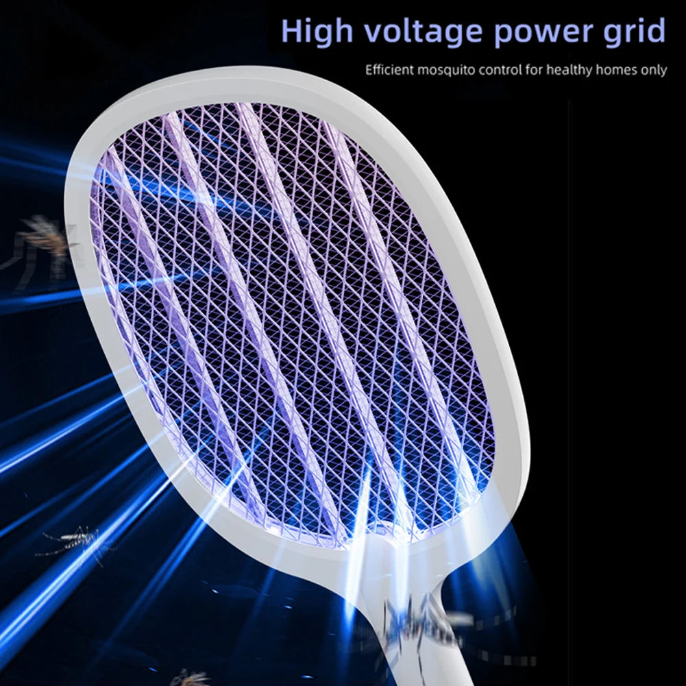 Rechargeable Electric Fly Swatter Mosquito Zapper Racket Lamp