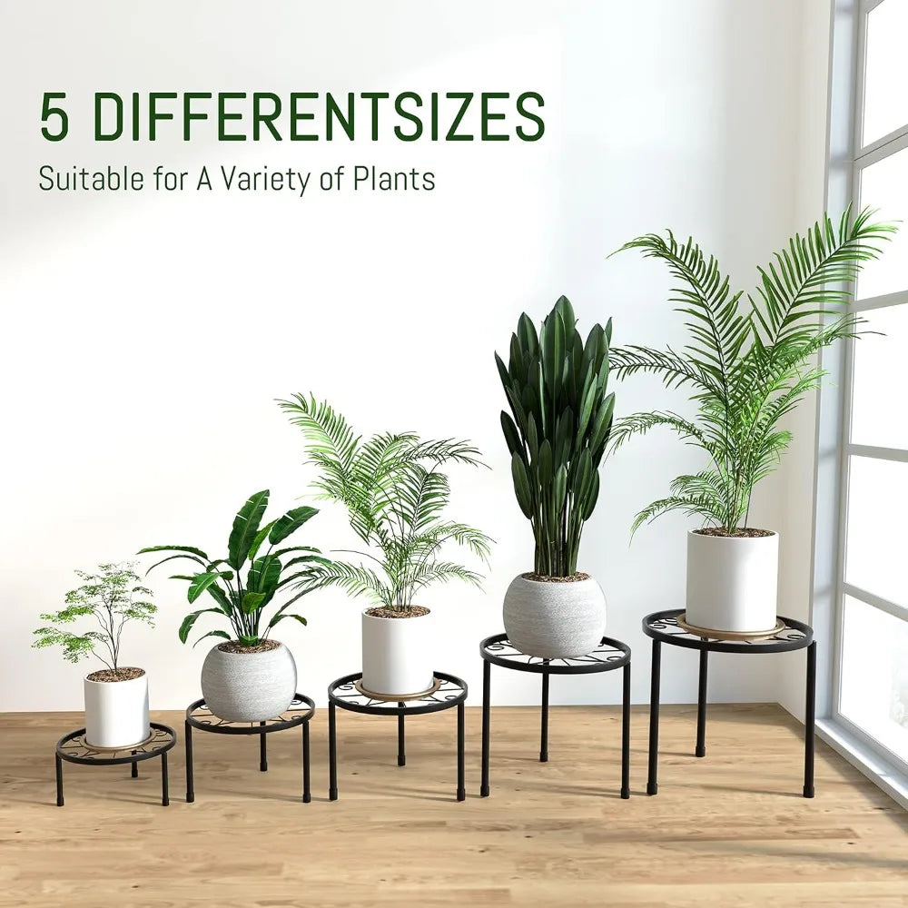 NBVCX Five Tier Metal Plant Stand Heavy Duty Anti Rust Indoor Outdoor Rack