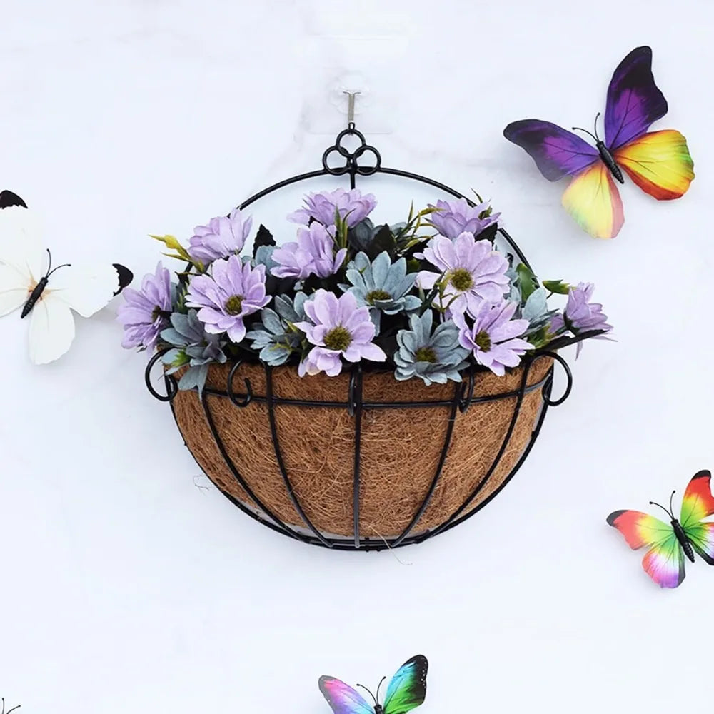 Two Pack Wall Hanging Planter Baskets With Coco Liners For Indoor Outdoor
