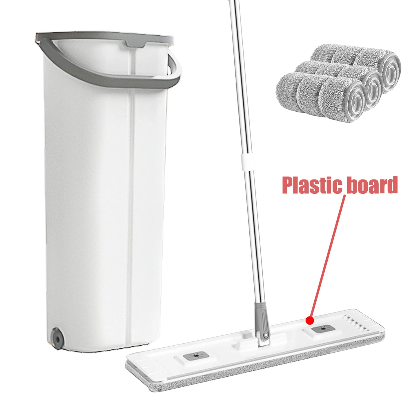 Microfiber Mop With Hands Free Bucket For Separate Clean And Dirty Water