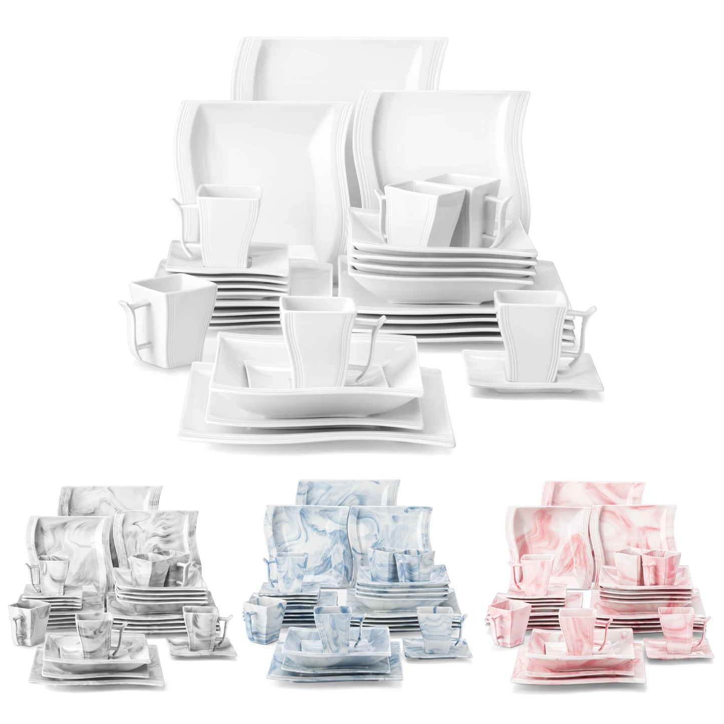 Malacasa White Porcelain Dinnerware Set For Everyday Dining