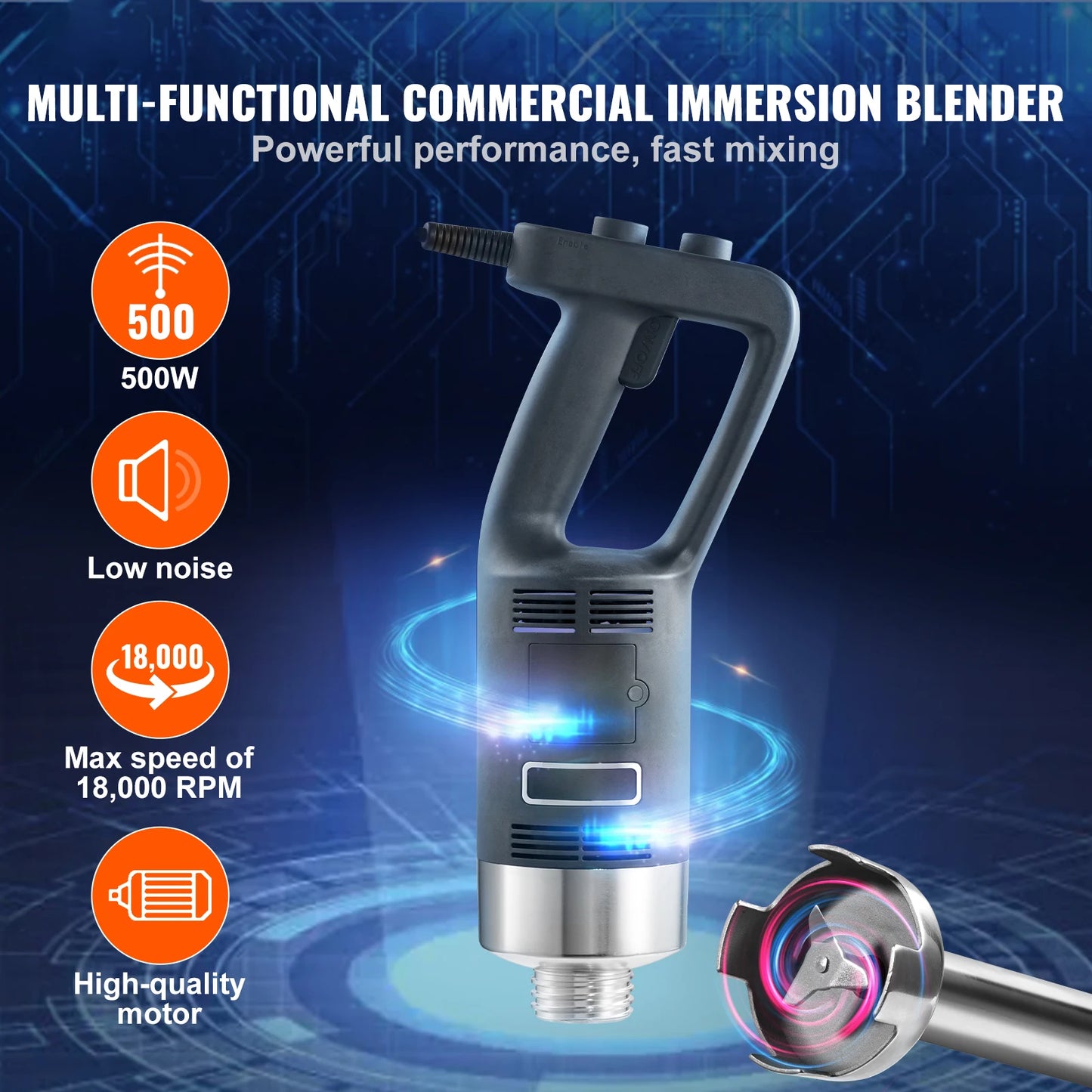 SucceBuy 500W Commercial Immersion Blender Stainless Steel