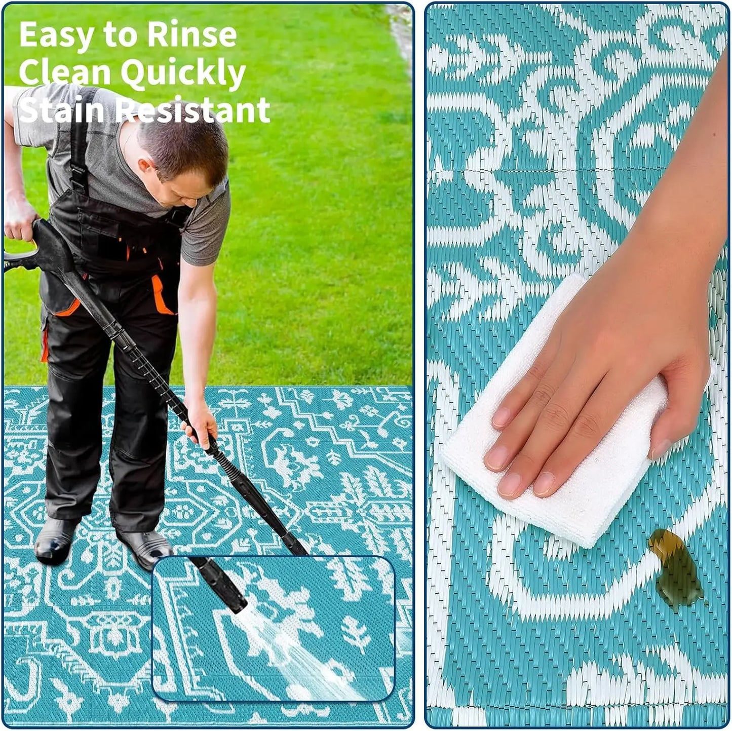 TWISTER.CK Waterproof Outdoor Rug Stain-Resistant Patio Mat