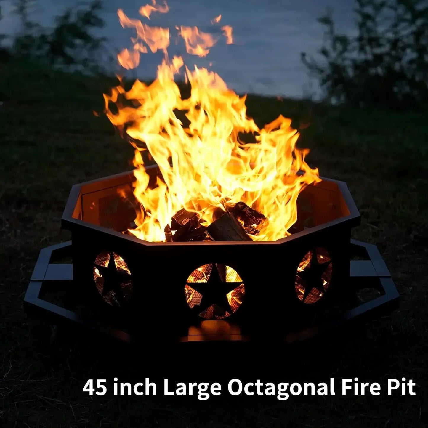 Octagonal Wood Burning Fire Pit With Heavy Duty Construction