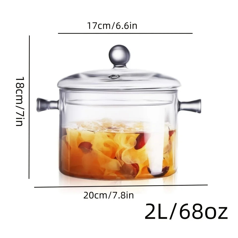Glass Pot With Lid Clear Soup Pot Open Cookware Kitchen