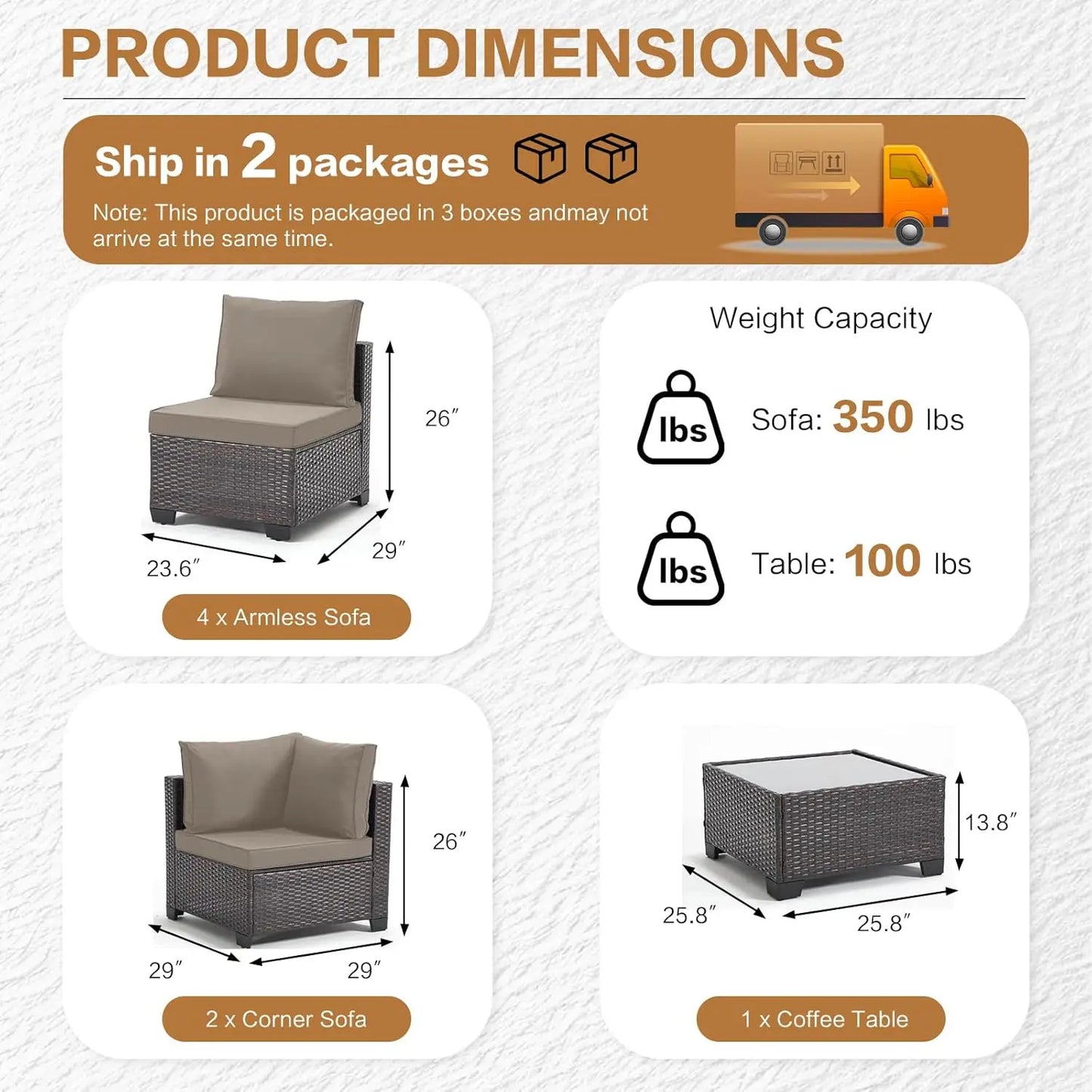 Outdoor 7 Piece Patio Furniture Set All Weather Wicker