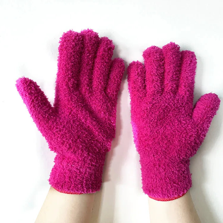 Microfiber Cleaning Glove Coral Velvet for Car Detailing and Dust Removal