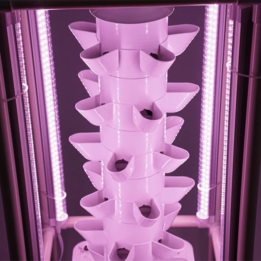 6-Tier Hydroponics Vertical Growing Kit With 30 Planting Holes And LED Lighting