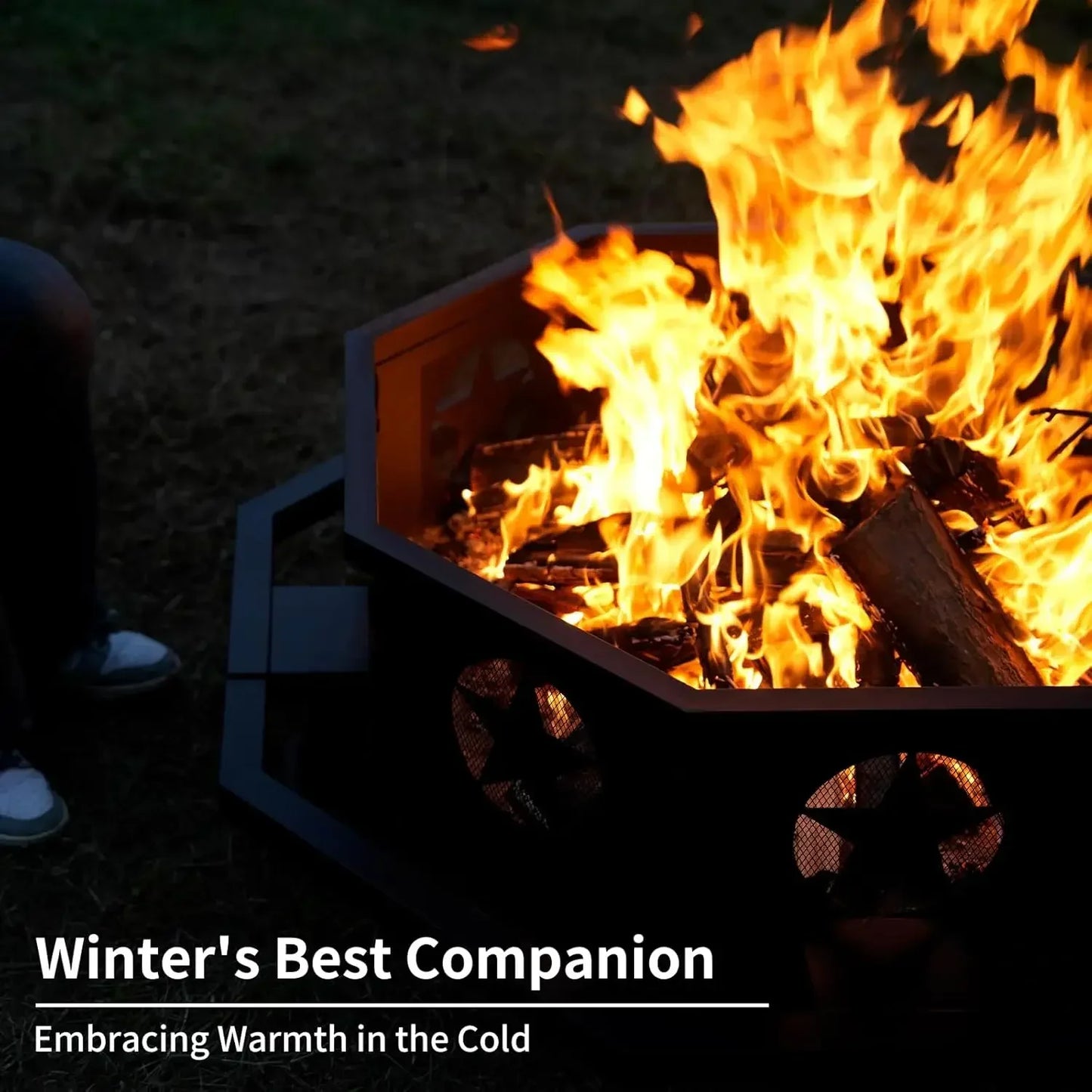 Octagonal Wood Burning Fire Pit With Heavy Duty Construction