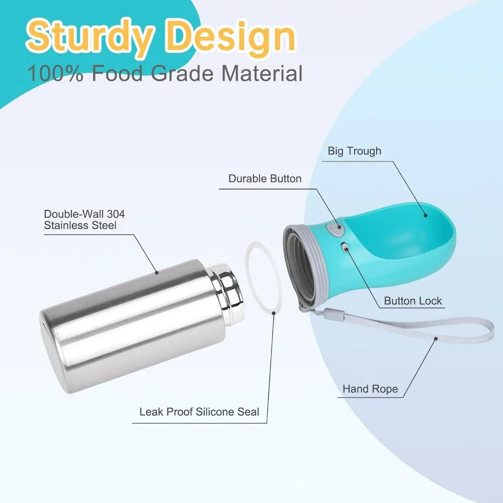 Portable Dog Water Bottle Travel Dispenser For Walking And Hiking