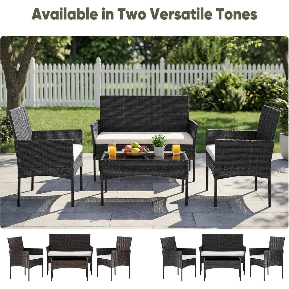 All-Weather Outdoor Wicker Patio Furniture Set With Removable Cushions