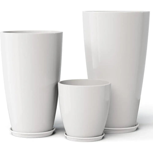 Set Of 3 Planters With Drainage Holes Indoor Outdoor