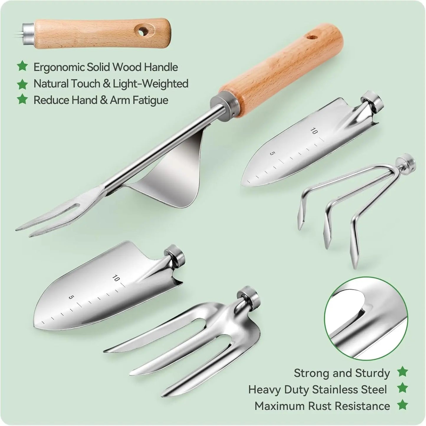 9-Piece Heavy Duty Gardening Tools Set With Rust-Proof Organizer Bag