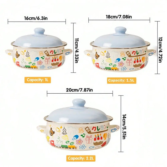 Exquisite 3-Piece Enamel Cookware Set Multifunctional Pots