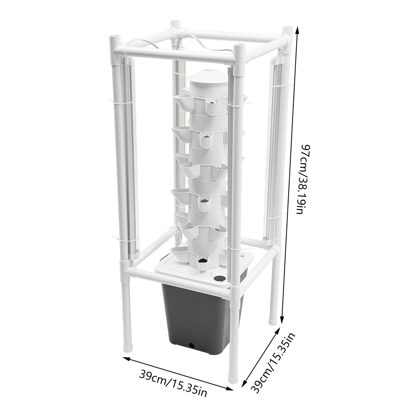 6-Tier Hydroponics Vertical Growing Kit With 30 Planting Holes And LED Lighting