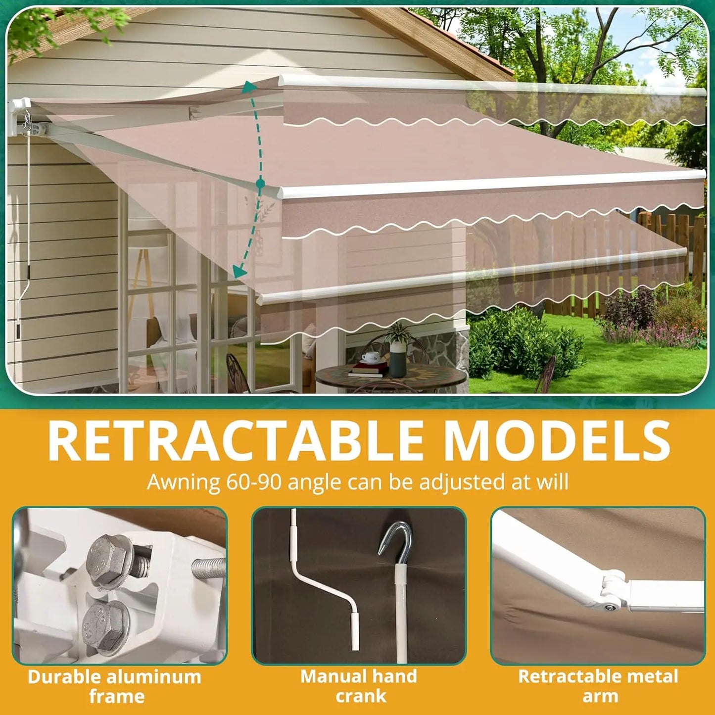 Patio Retractable Awning Sun Shade Shelter Outdoor Spaces