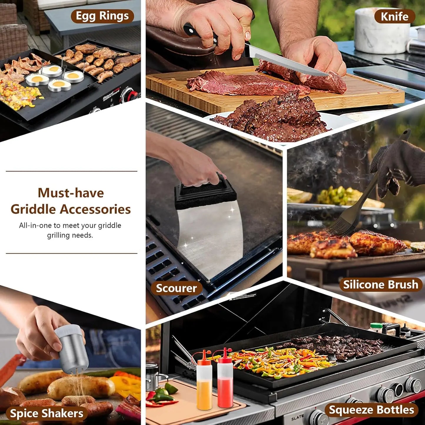 Griddle Accessories Kit 25Pcs Flat Top Spatula Set Burger Press