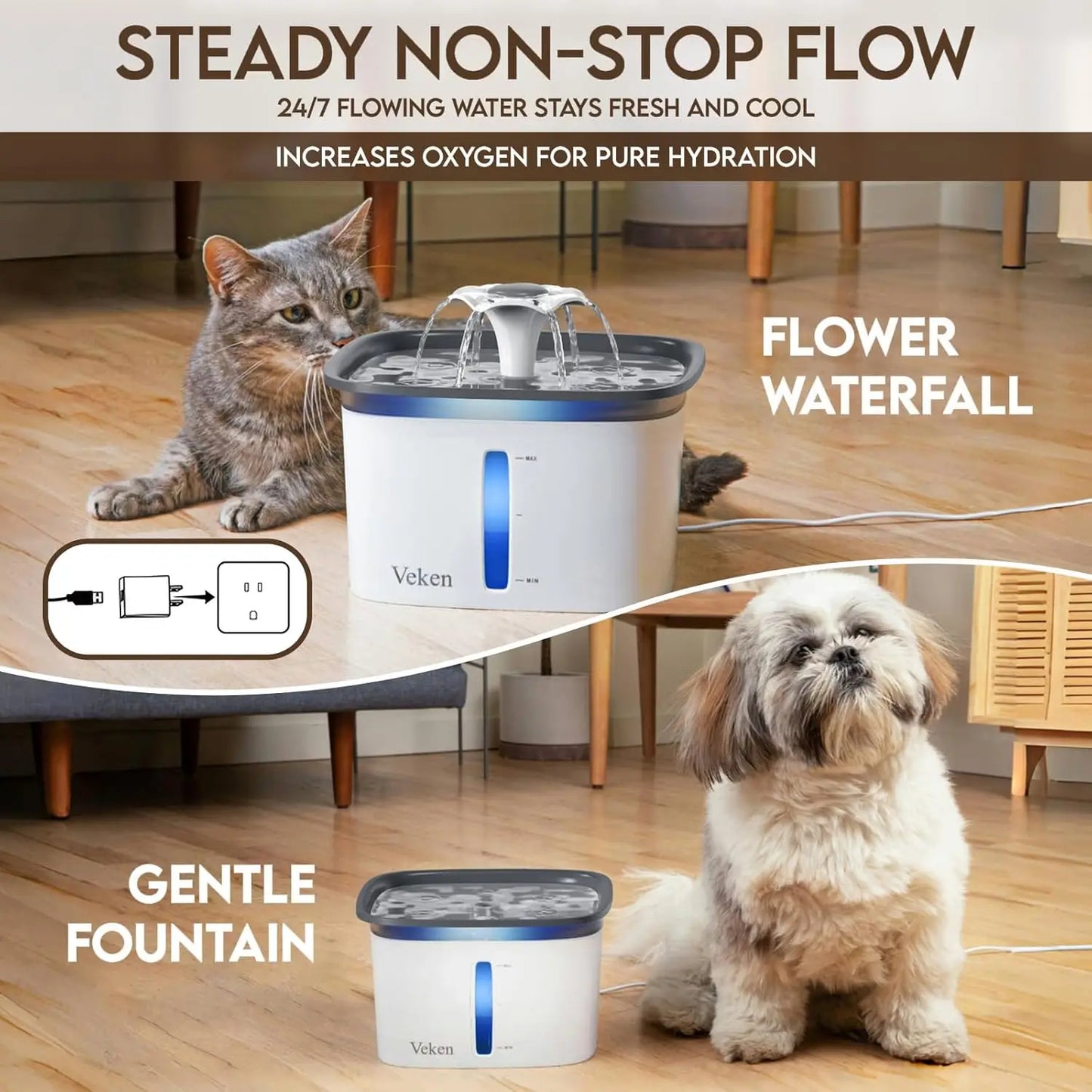 Award Winning Pet Fountain Automatic Water Dispenser With Replacement Filters