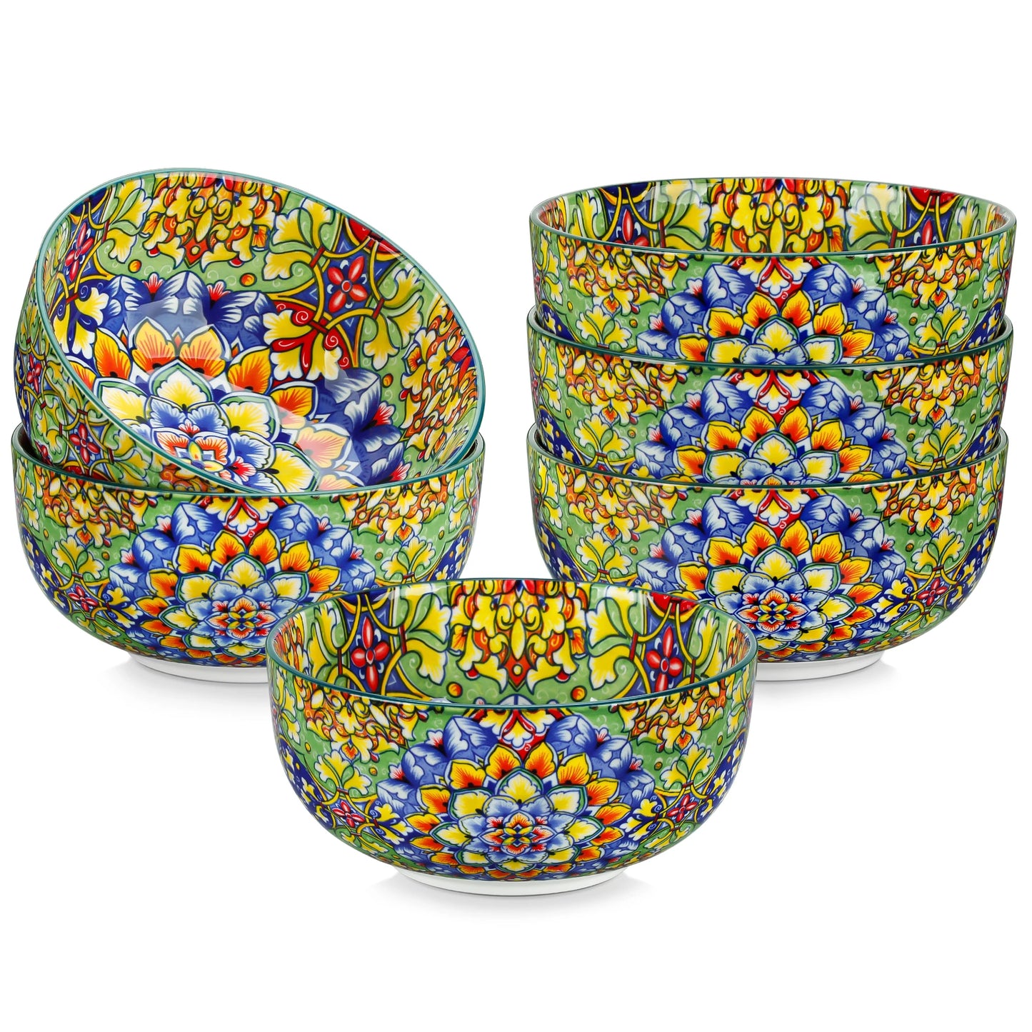 MALACASA Ceramic Cereal Bowls Set For Salad Pasta Oatmeal