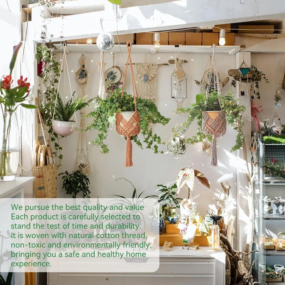 Macrame Plant Hangers 2 Pack With S Hooks Indoors Handmade