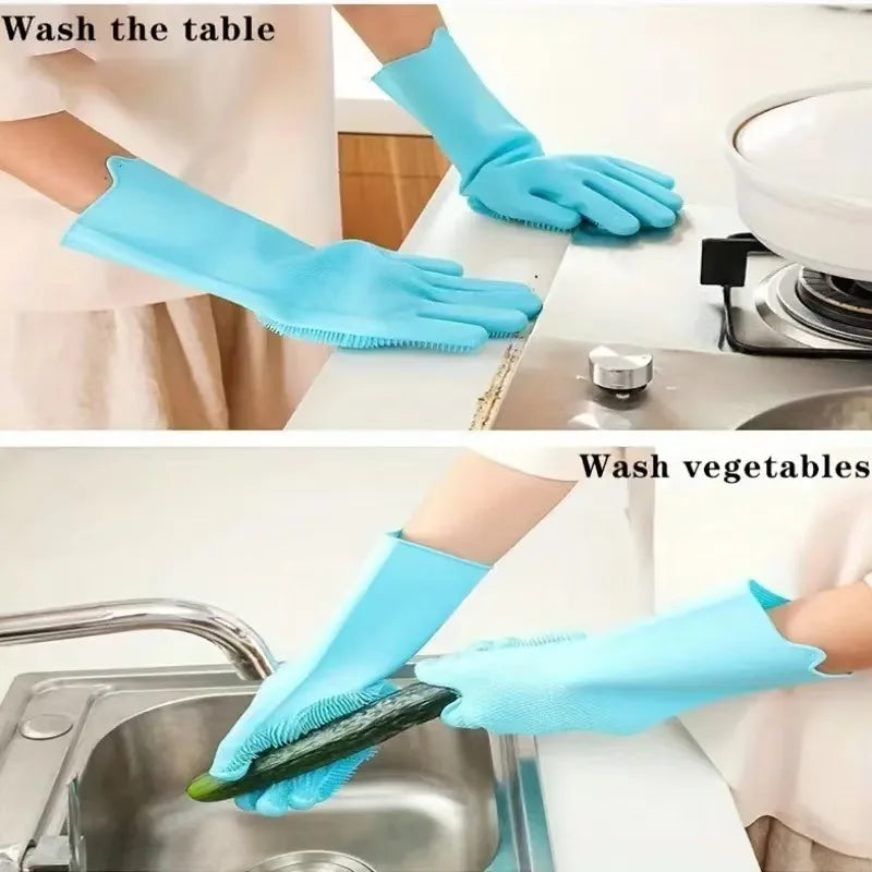 Ergonomic Silicone Cleaning Gloves for Kitchen and Pet Care
