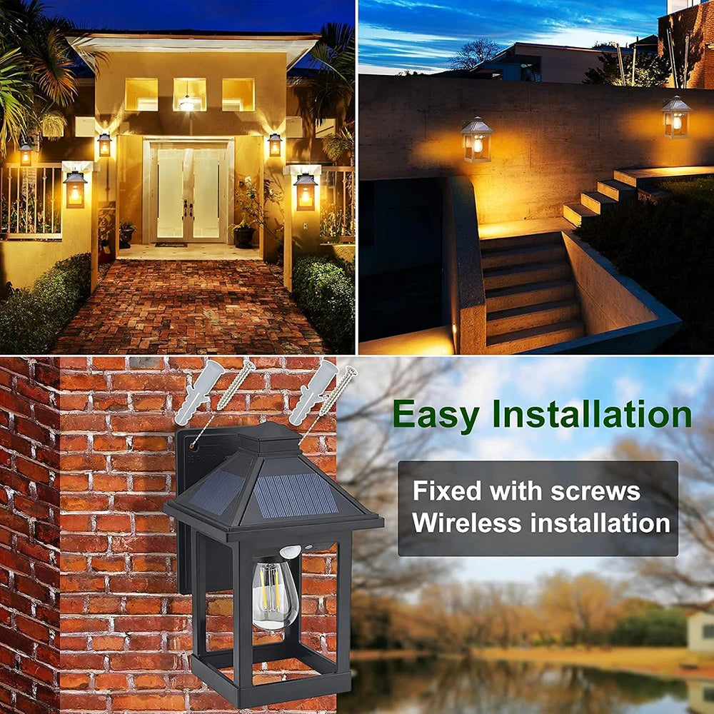 Solar Powered Wall Lanterns With Dusk To Dawn Motion Sensor